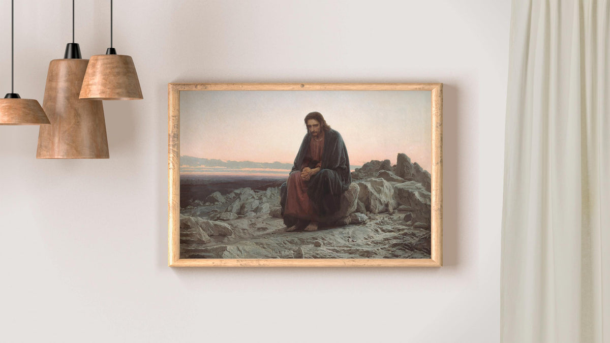 Ivam Kramskoi - Christ in the Wilderness. Classic wall art, Biblical art print, Religious art, Canvas painting, Poster p