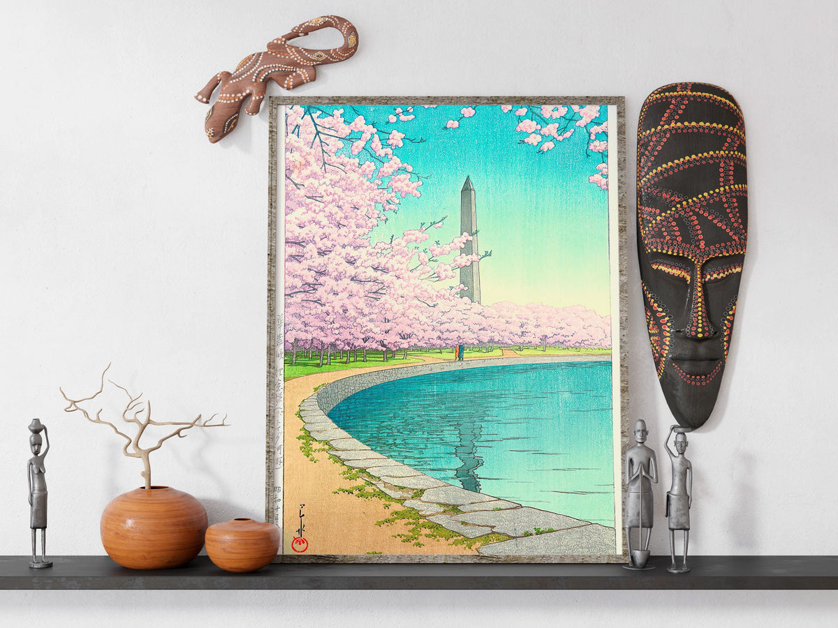 Kawase Hasui - Washington Monument. Japanese painting, Japanese landscape, Bedroom decor, Canvas art print, Large wall a