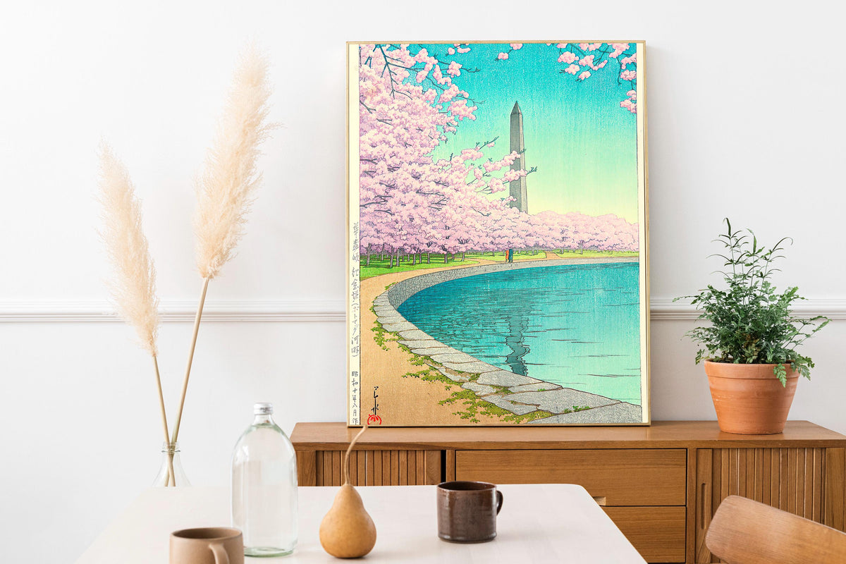 Kawase Hasui - Washington Monument. Japanese painting, Japanese landscape, Bedroom decor, Canvas art print, Large wall a
