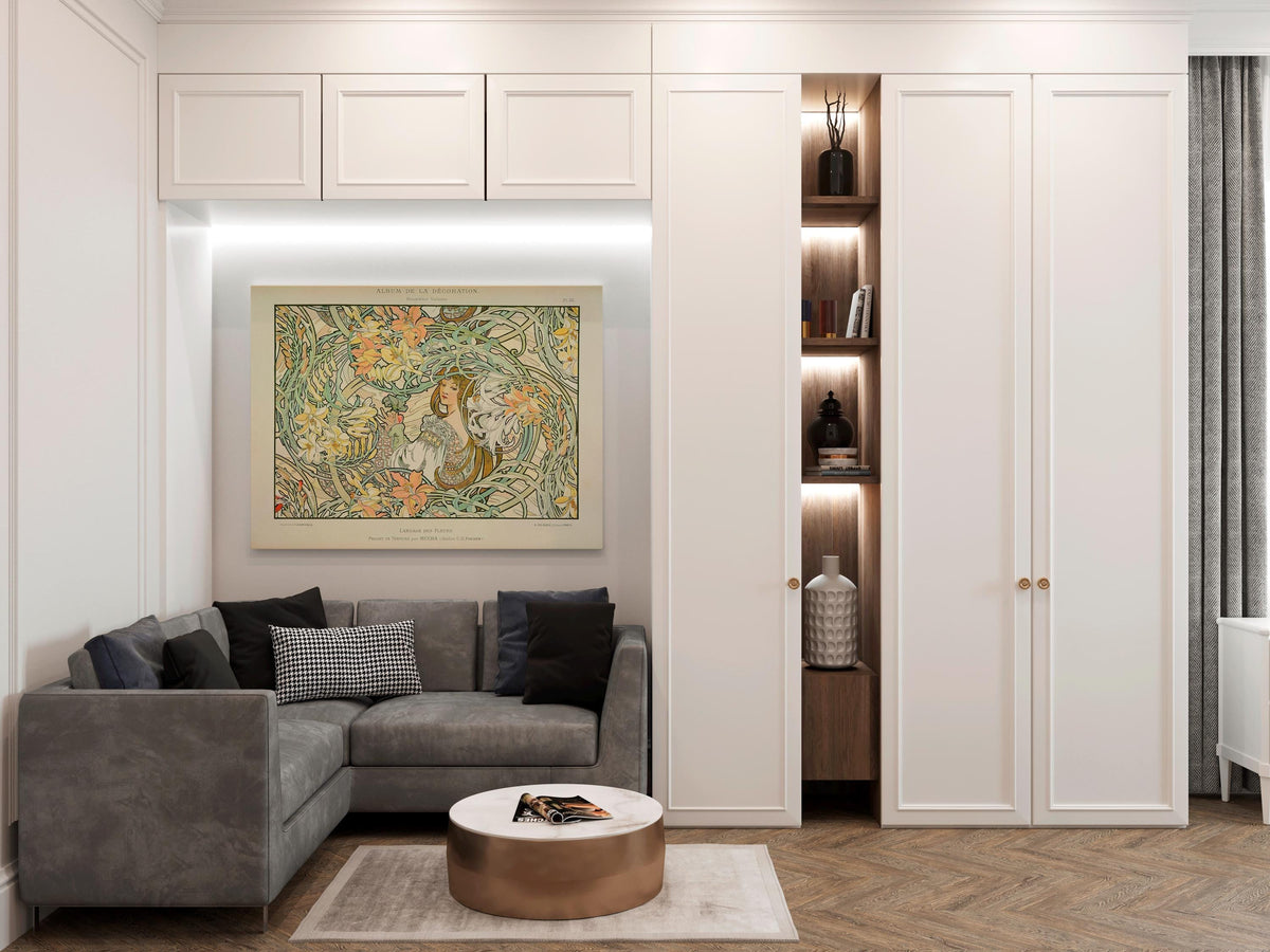 Alphonse Mucha - Language of Flowers. Art nouveau wall art, Magic woman art, Mucha poster print, Canvas painting, Kitche