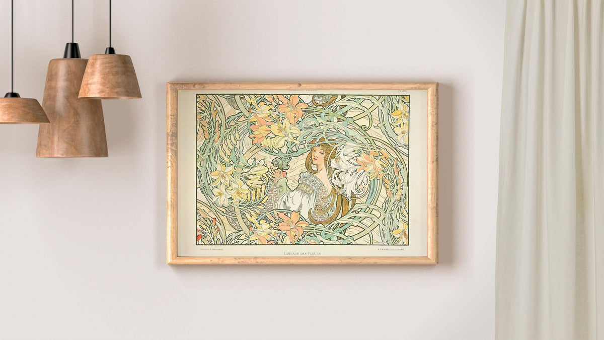 Alphonse Mucha - Language of Flowers. Art nouveau wall art, Magic woman art, Mucha poster print, Canvas painting, Kitche