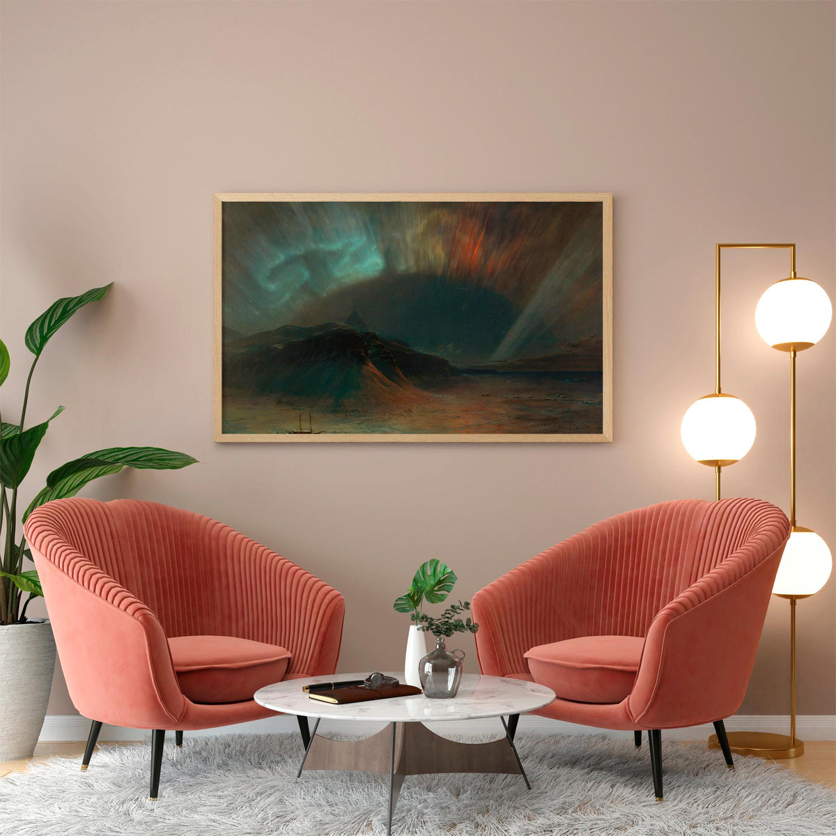 Frederic Edwin Church - Aurora Borealis. Canvas art, Northern lights art, Print on canvas, Ready to hang, Dark landscape