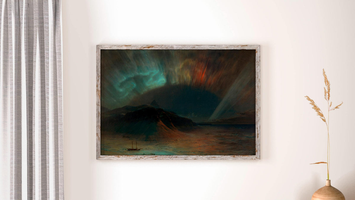 Frederic Edwin Church, Aurora Borealis - northern lights wall art, dark landscape decor, museum style print, dramatic ho