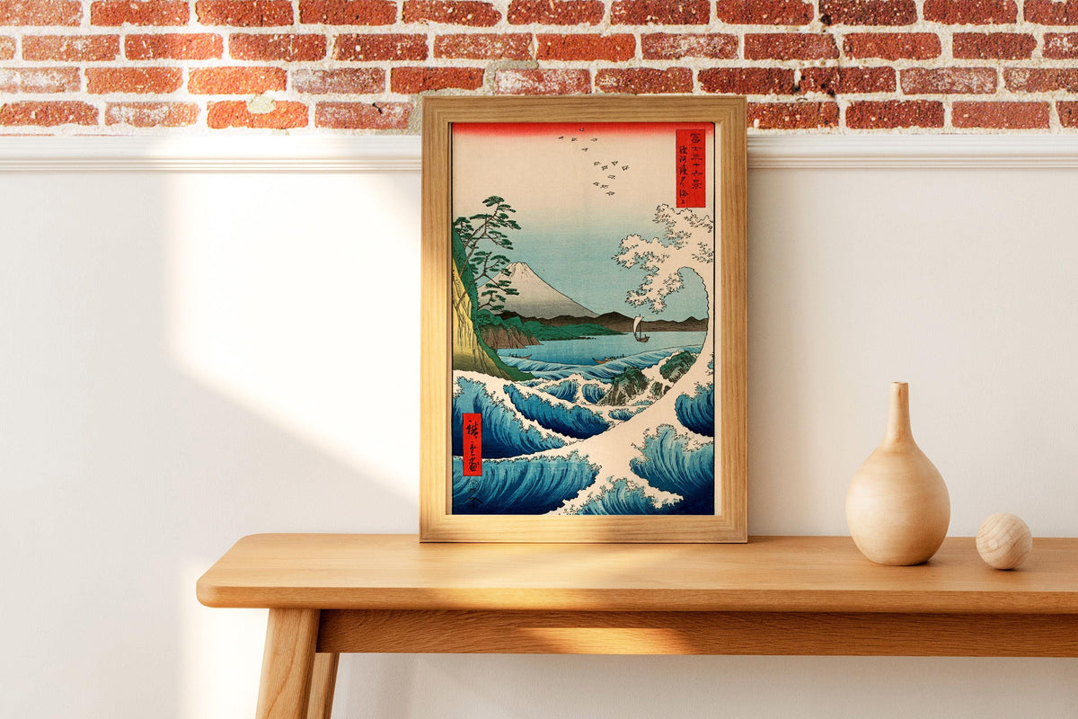 Hiroshige - The Sea Off Satta in Suruga Province. Japanese woodblock print, Japanese home decor, Famous art, Water lands