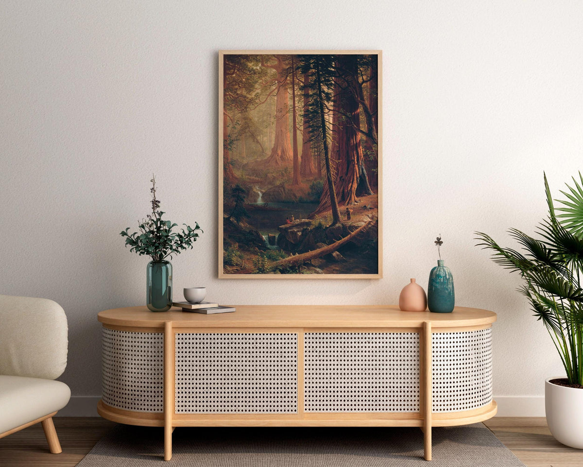 Albert Bierstadt - Giant Redwood Trees of California. Canvas art, Nature poster print, Landscape nature, Canvas painting