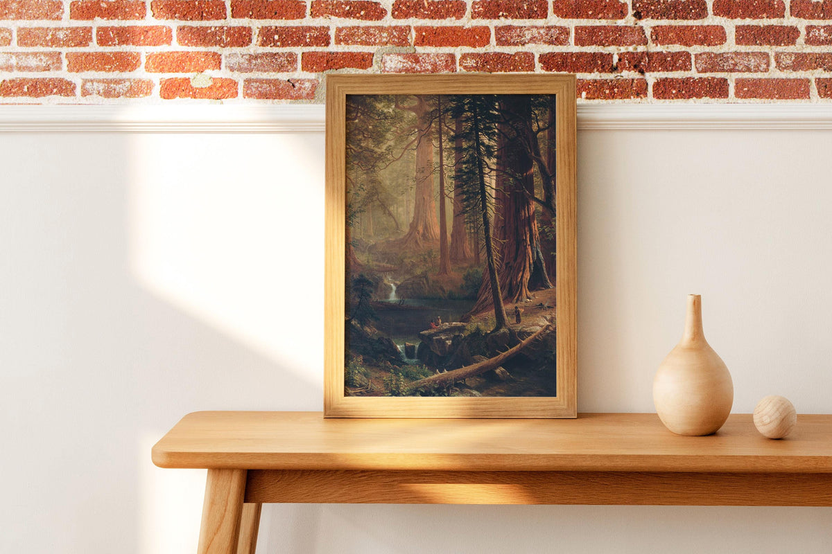 Albert Bierstadt - Giant Redwood Trees of California. Canvas art, Nature poster print, Landscape nature, Canvas painting