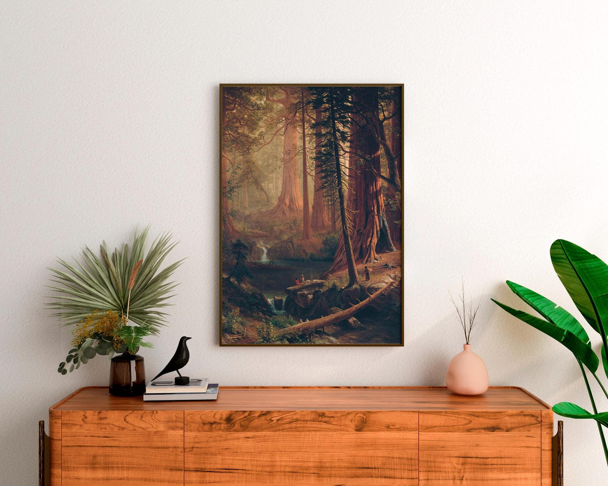 Albert Bierstadt - Giant Redwood Trees of California. Canvas art, Nature poster print, Landscape nature, Canvas painting