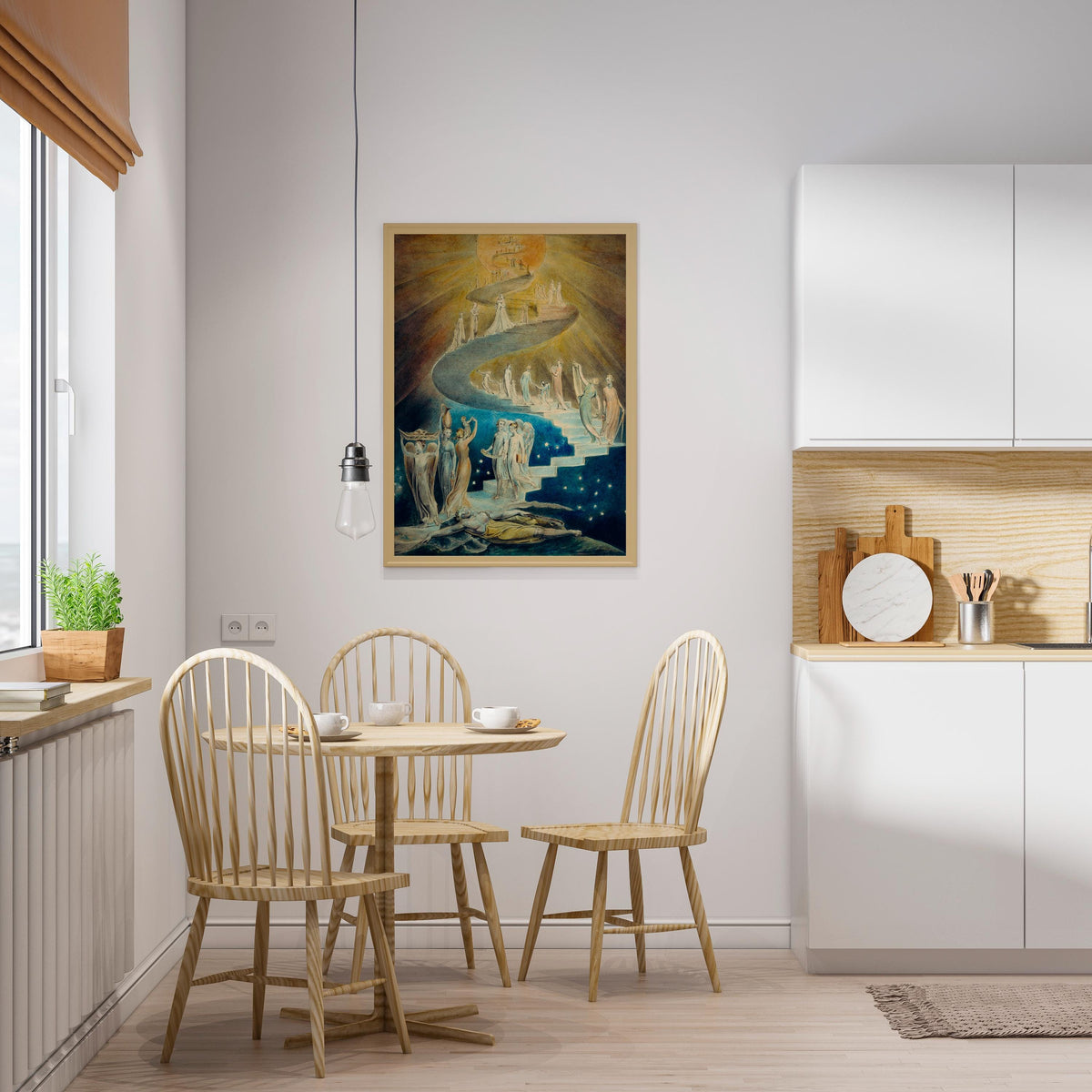 William Blake - Jacobs Ladder. Print on canvas, Bedroom decor, Ready to hang, Dark wall art, Blake art print, Canvas pai