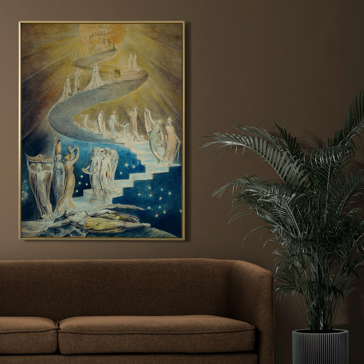 William Blake - Jacobs Ladder. Print on canvas, Bedroom decor, Ready to hang, Dark wall art, Blake art print, Canvas pai