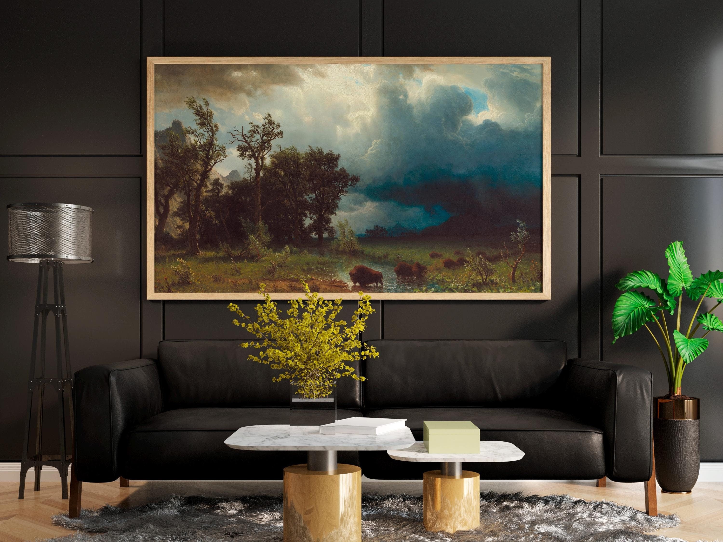 Albert Bierstadt - The Buffalo Trail. Landscape nature, Canvas art print, Home decor, Bierstadt canvas art, Giclee canva