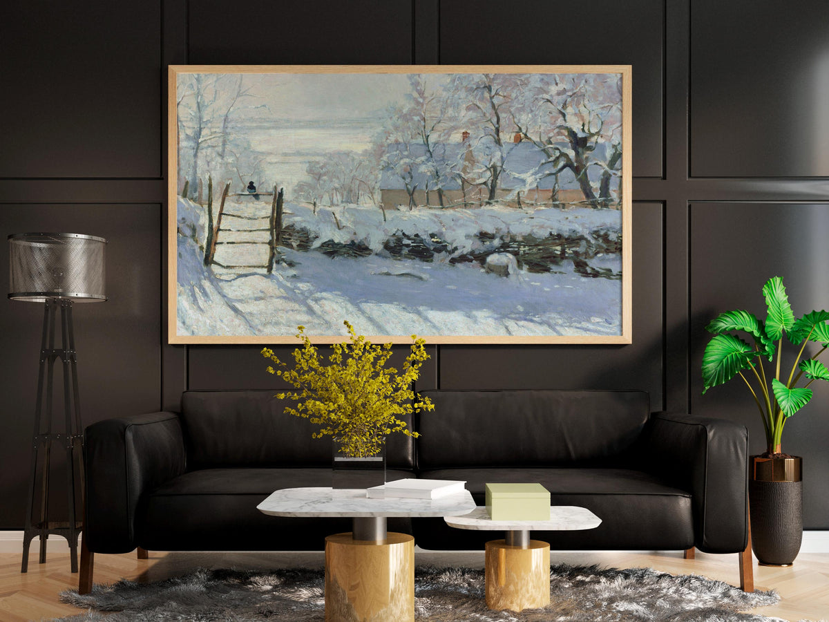 Claude Monet - The Magpie. Winter landscape art, Canvas painting, Print on canvas, Snow landscape art, Christmas wall ar