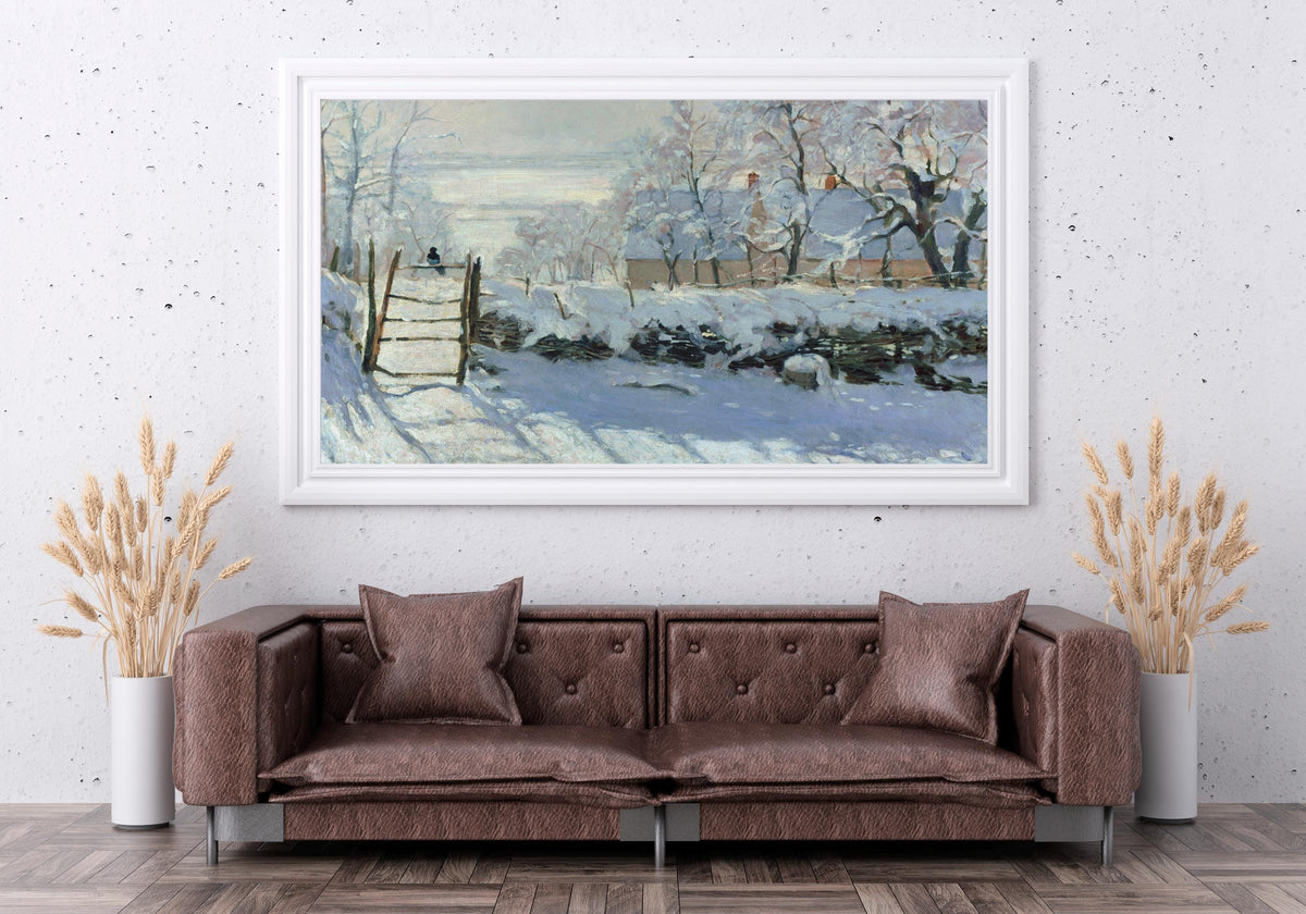 Claude Monet - The Magpie. Winter landscape art, Canvas painting, Print on canvas, Snow landscape art, Christmas wall ar