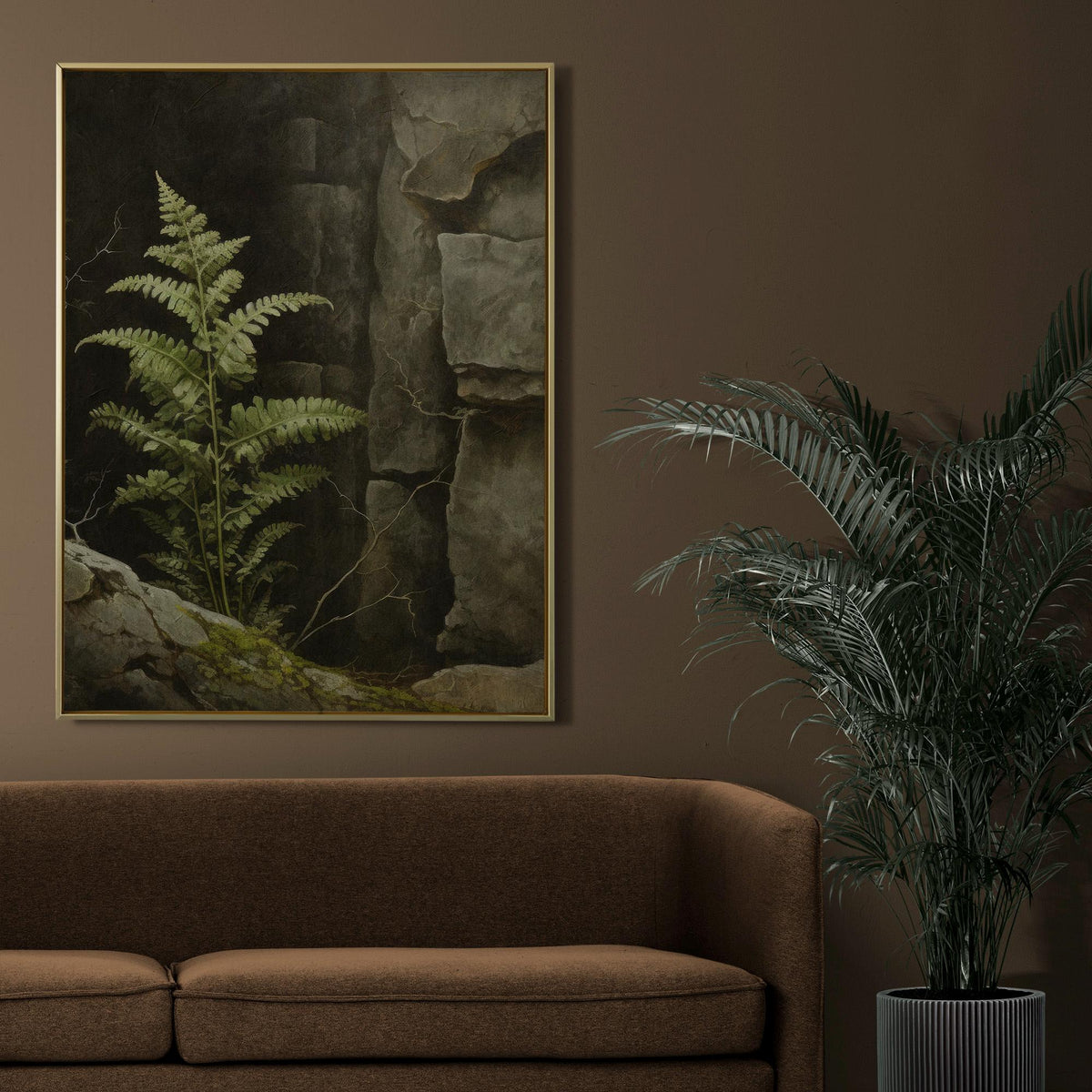 Fern poster print, Dark academia decor, Botanical wall art, Kitchen decor, Gothic nature aesthetic poster, Woodland fern