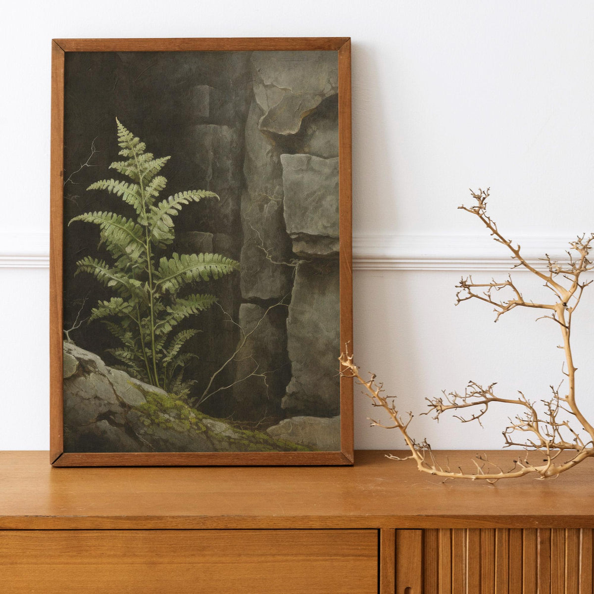 Fern poster print, Dark academia decor, Botanical wall art, Kitchen decor, Gothic nature aesthetic poster, Woodland fern