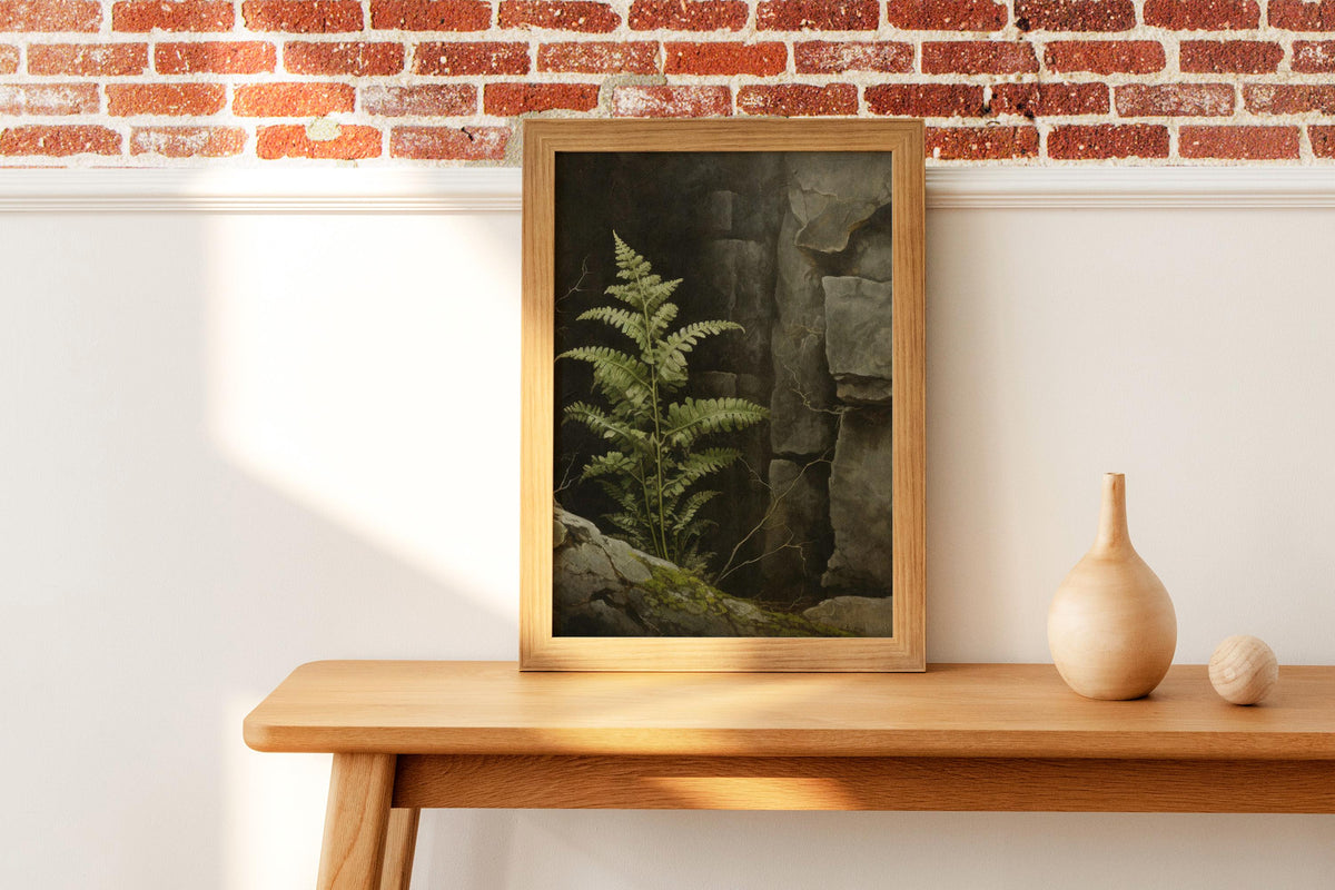 Fern poster print, Dark academia decor, Botanical wall art, Kitchen decor, Gothic nature aesthetic poster, Woodland fern