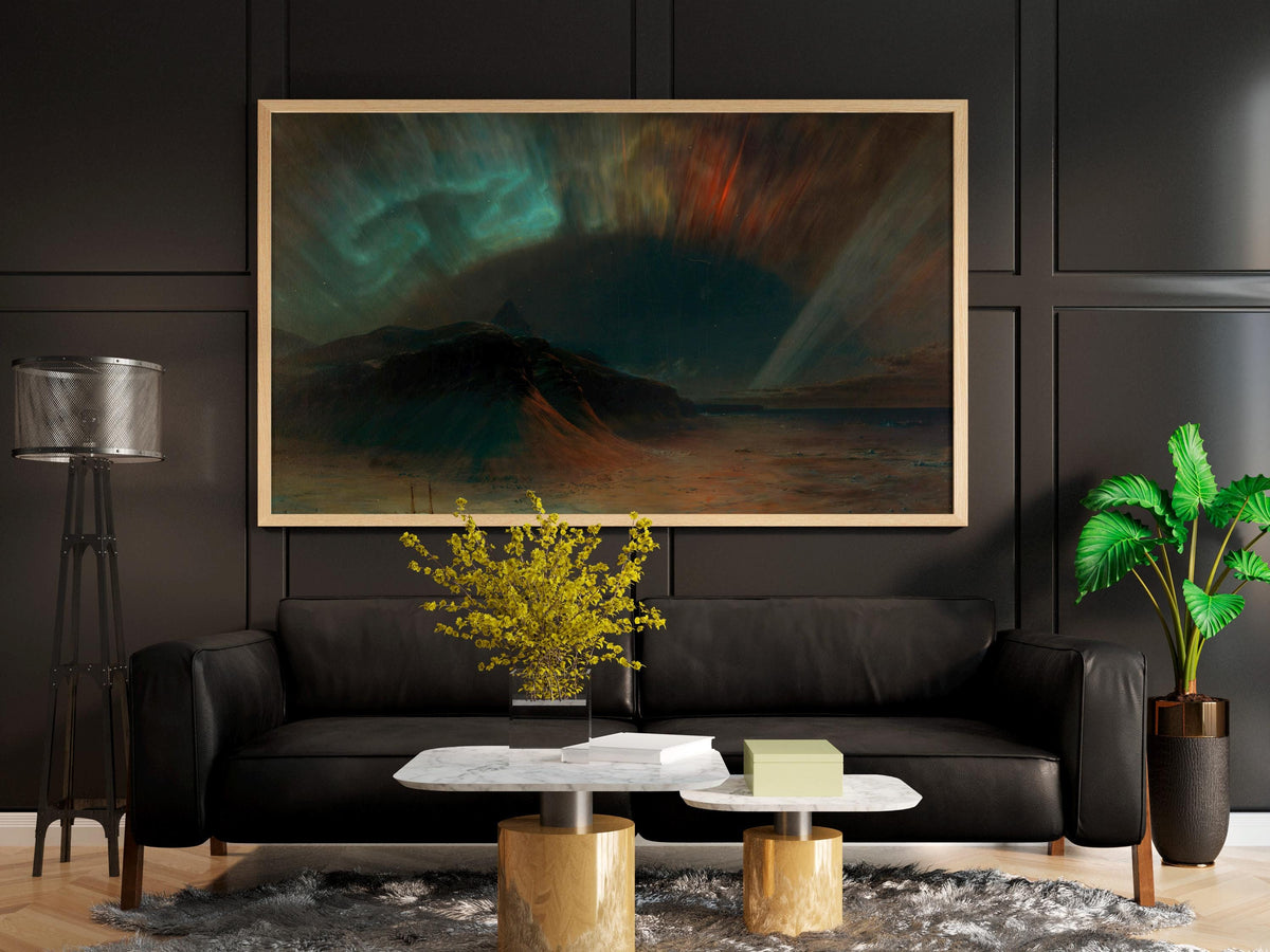 Frederic Edwin Church, Aurora Borealis - northern lights wall art, dark landscape decor, museum style print, dramatic ho