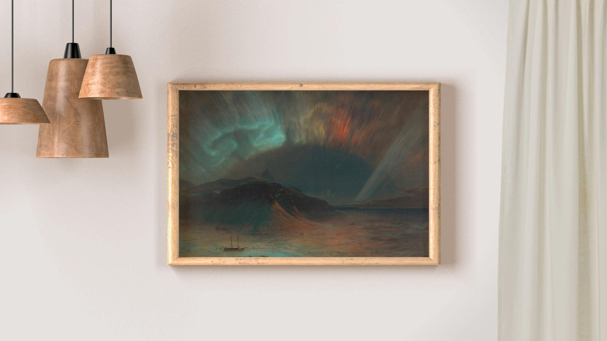 Frederic Edwin Church, Aurora Borealis - northern lights wall art, dark landscape decor, museum style print, dramatic ho