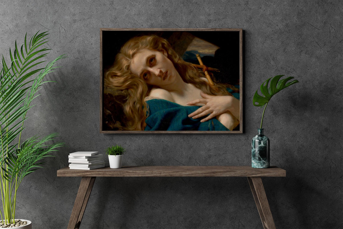 Hugues Merle - Mary Magdalene in the Cave. Religious wall art, Canvas art print, Poster print, Religious painting, Magda