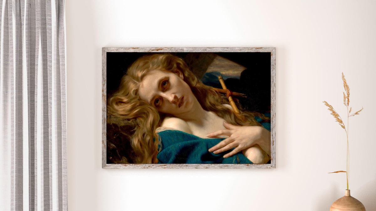 Hugues Merle - Mary Magdalene in the Cave. Religious wall art, Canvas art print, Poster print, Religious painting, Magda