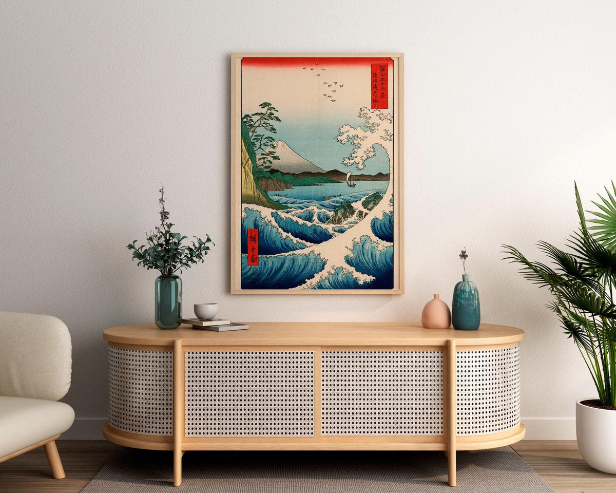 Hiroshige - The Sea Off Satta in Suruga Province. Japanese woodblock print, Japanese home decor, Famous art, Water lands