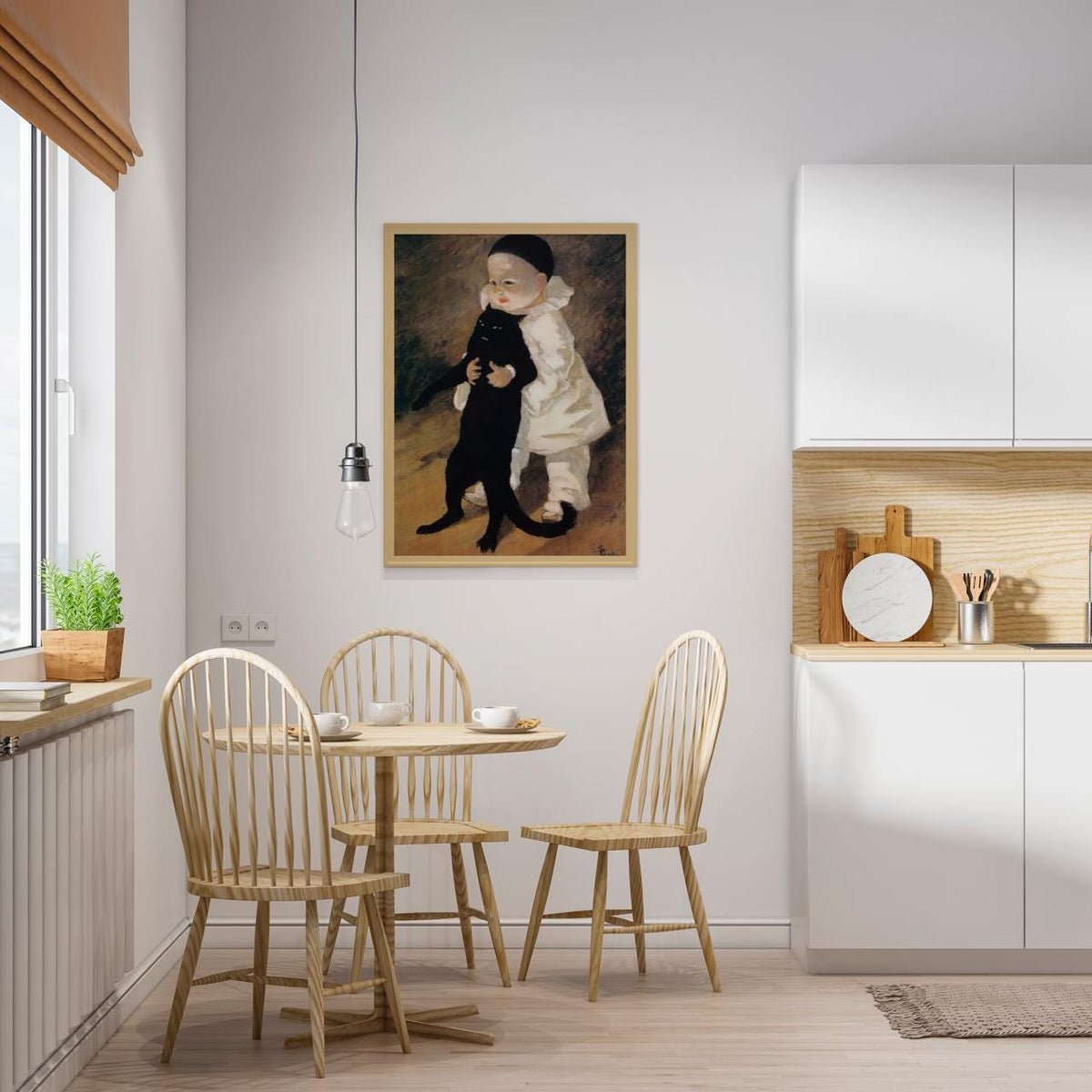 Pierrot with Cat by Théophile Steinlen – French Vintage Poster Print, Fine Art Canvas, Giclee Reproduction, Gallery Wrap