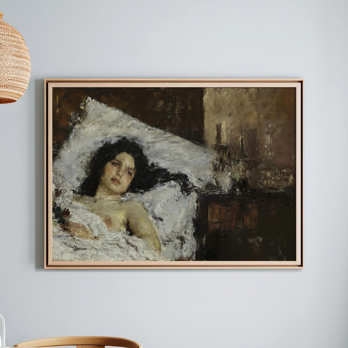 Resting by Antonio Mancini (1887) – Italian Realism Painting, Fine Art Canvas Print, Giclee Reproduction, Gallery Wrappe