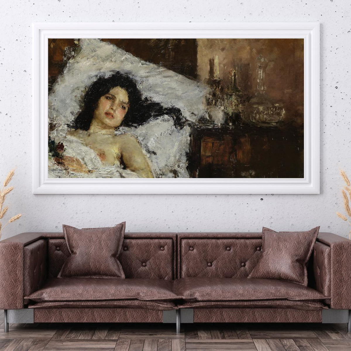 Resting by Antonio Mancini (1887) – Italian Realism Painting, Fine Art Canvas Print, Giclee Reproduction, Gallery Wrappe