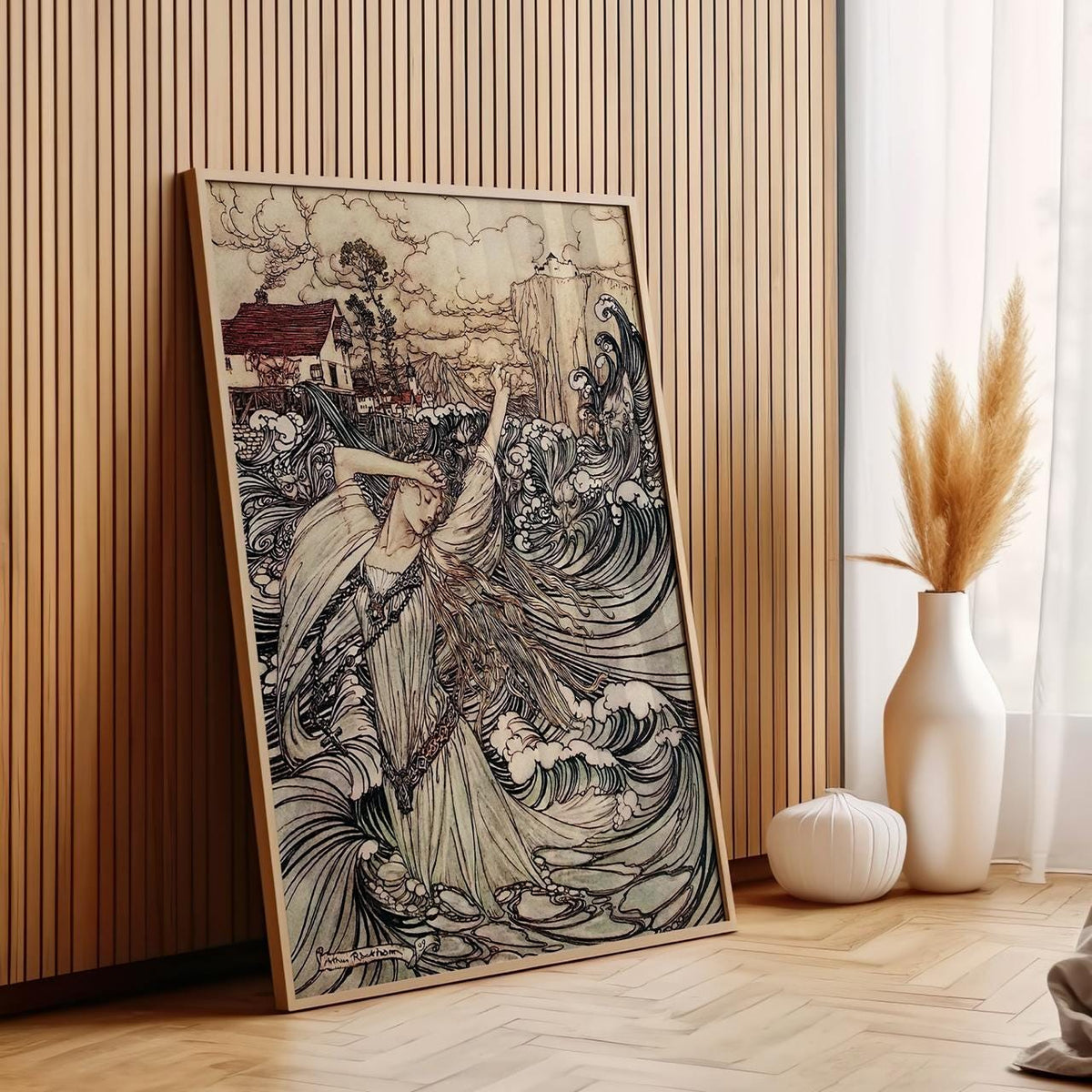 Undine by Arthur Rackham – 1909 Fairy Tale Illustration, Vintage Fantasy Art Print, Giclee Canvas, Mythical Water Spirit