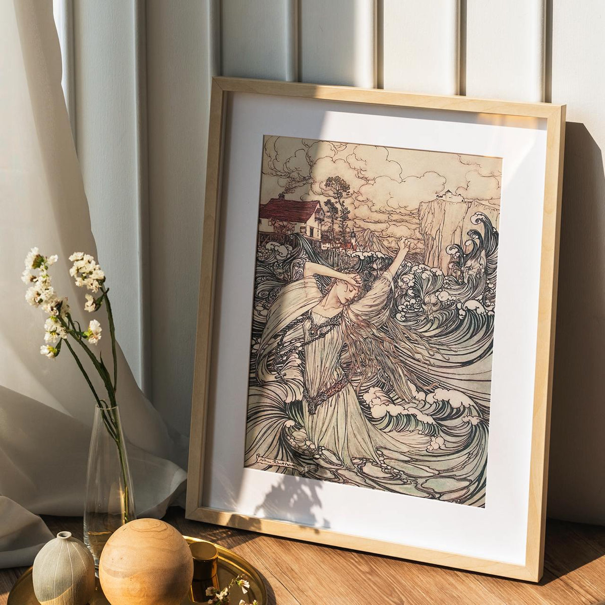 Undine by Arthur Rackham – 1909 Fairy Tale Illustration, Vintage Fantasy Art Print, Giclee Canvas, Mythical Water Spirit