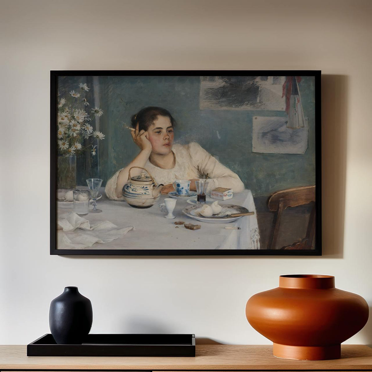 After Breakfast by Elin Danielson Gambogi (1890) – Realism Painting Print, Fine Art Canvas, Giclee Reproduction, Gallery
