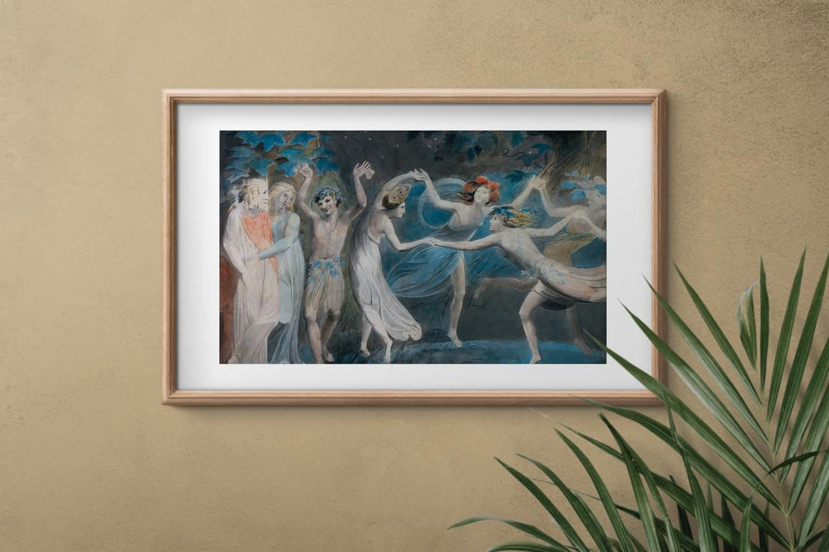 William Blake Fairy Art – Oberon, Titania and Puck – Romantic Era Print, Mythical Wall Decor, Fine Art Reproduction