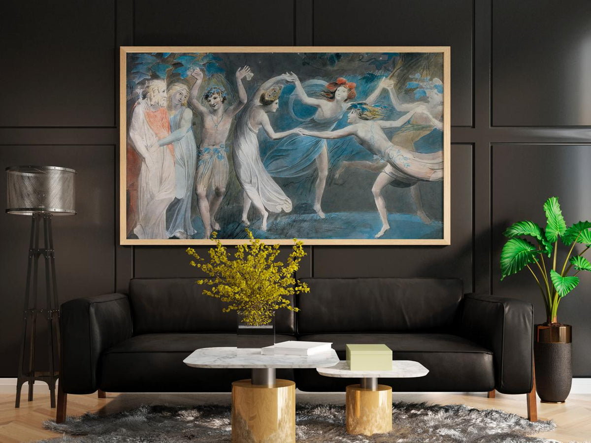 William Blake Fairy Art – Oberon, Titania and Puck – Romantic Era Print, Mythical Wall Decor, Fine Art Reproduction