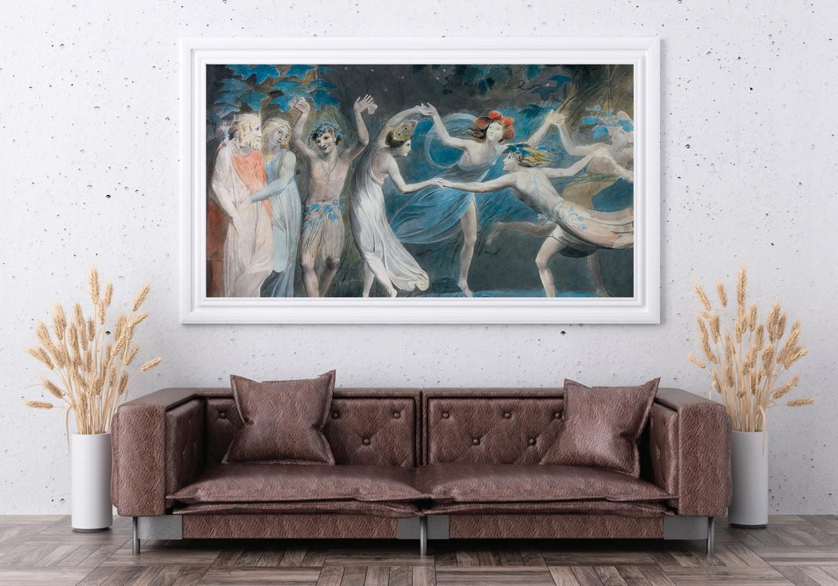 William Blake Fairy Art – Oberon, Titania and Puck – Romantic Era Print, Mythical Wall Decor, Fine Art Reproduction