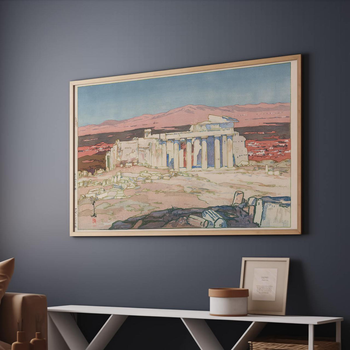Acropolis by Hiroshi Yoshida – Japanese Woodblock Print, Ancient Ruins Wall Art, Greece Landscape, Fine Art Giclee, Canv