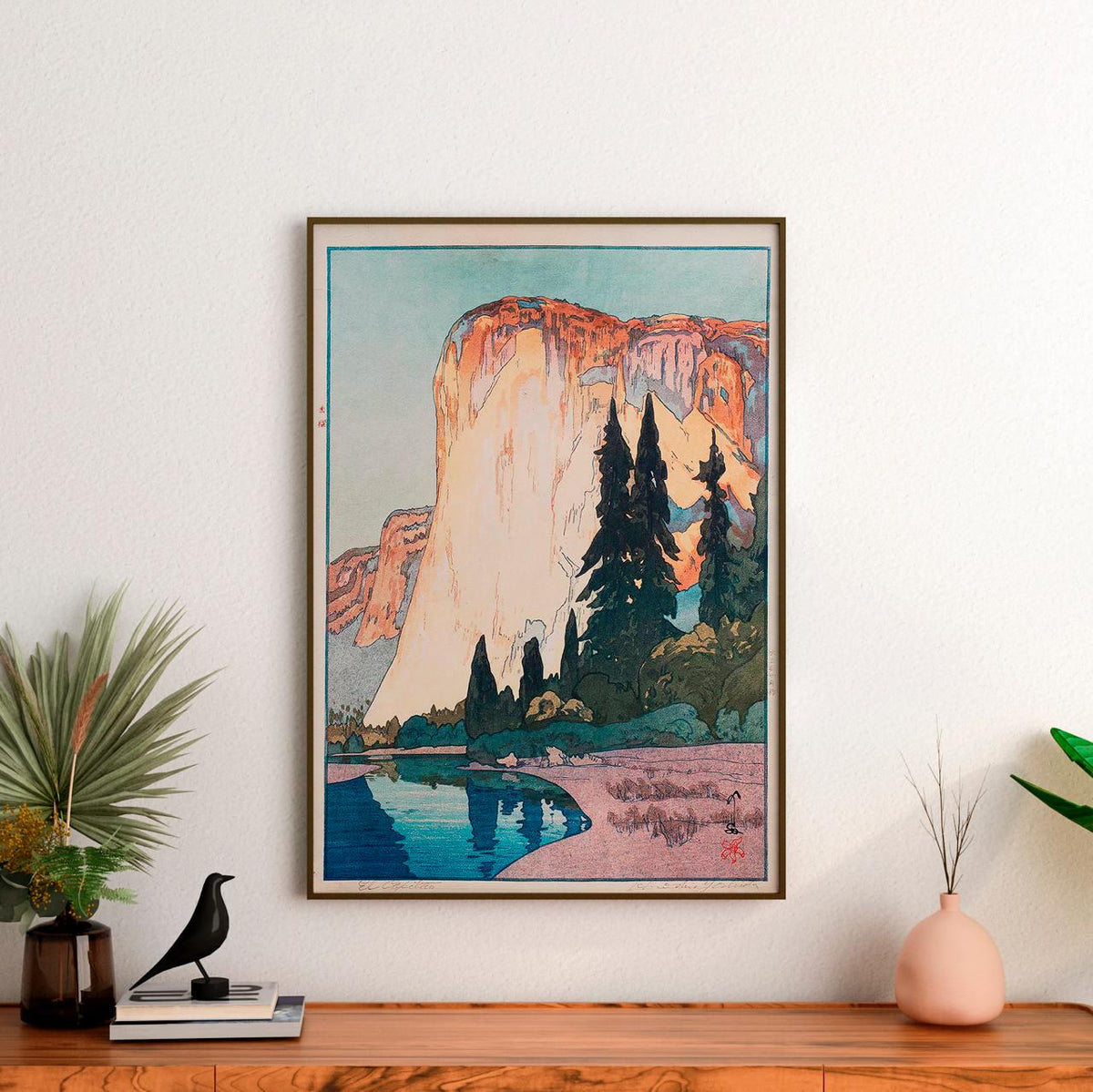 El Capitan by Hiroshi Yoshida – Japanese Woodblock Print, Yosemite Landscape Wall Art, Mountain Nature Scene, Fine Art, 
