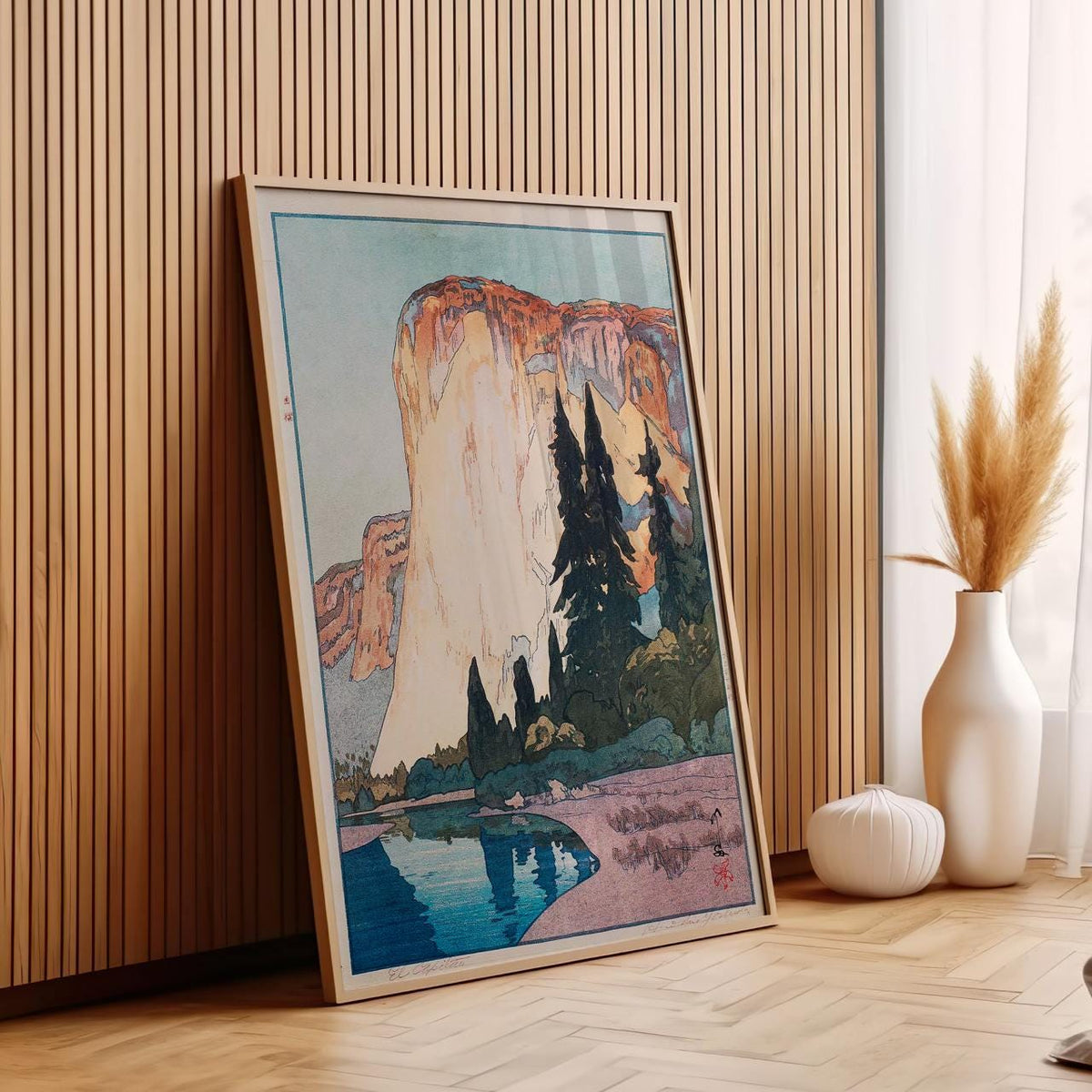 El Capitan by Hiroshi Yoshida – Japanese Woodblock Print, Yosemite Landscape Wall Art, Mountain Nature Scene, Fine Art, 