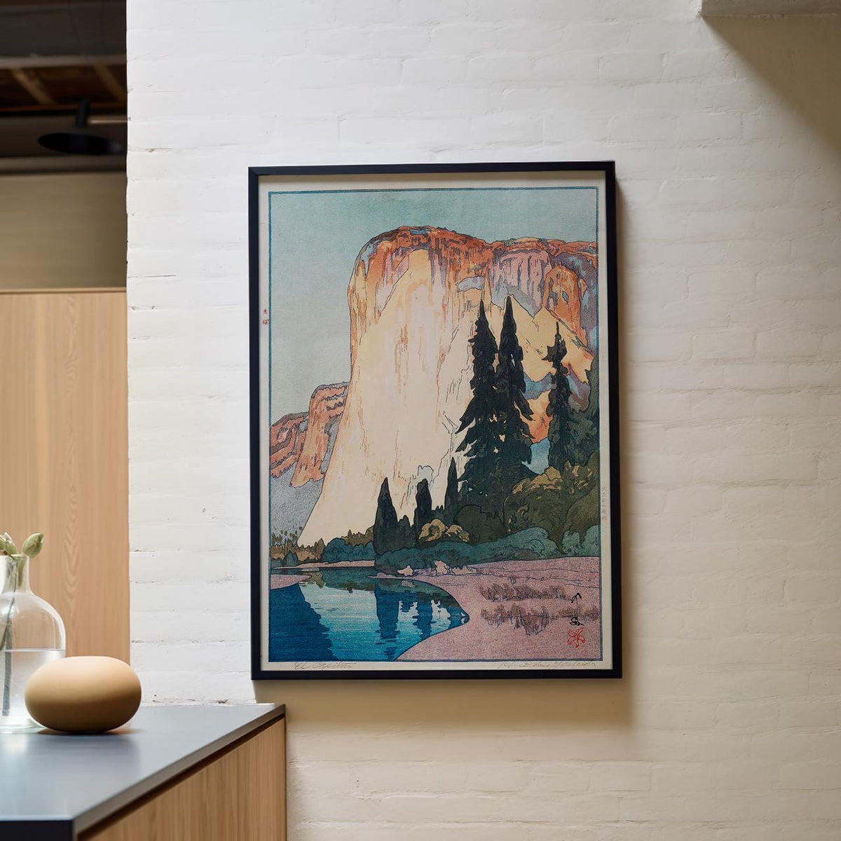 El Capitan by Hiroshi Yoshida – Japanese Woodblock Print, Yosemite Landscape Wall Art, Mountain Nature Scene, Fine Art, 