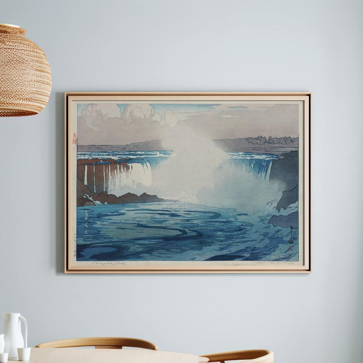 Niagara Falls by Hiroshi Yoshida – Japanese Woodblock Print, Waterfall Landscape Art, Canvas Reproduction, Natural Wall 
