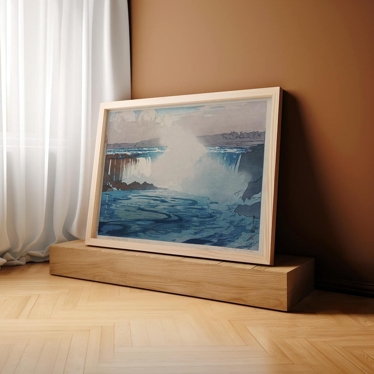 Niagara Falls by Hiroshi Yoshida – Japanese Woodblock Print, Waterfall Landscape Art, Canvas Reproduction, Natural Wall 