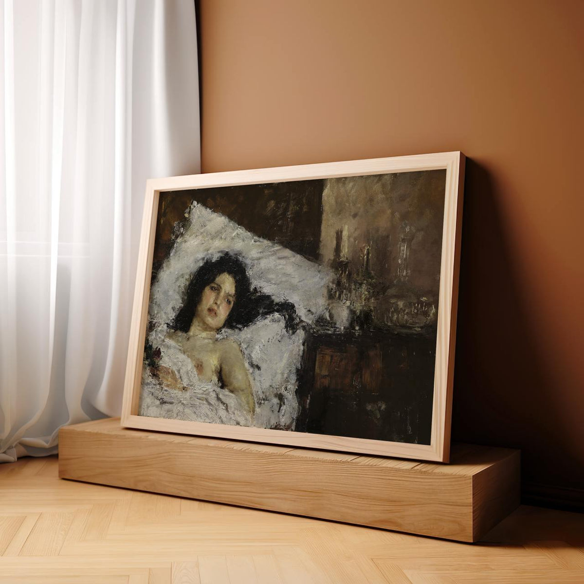 Resting by Antonio Mancini (1887) – Italian Realism Painting, Fine Art Canvas Print, Giclee Reproduction, Gallery Wrappe