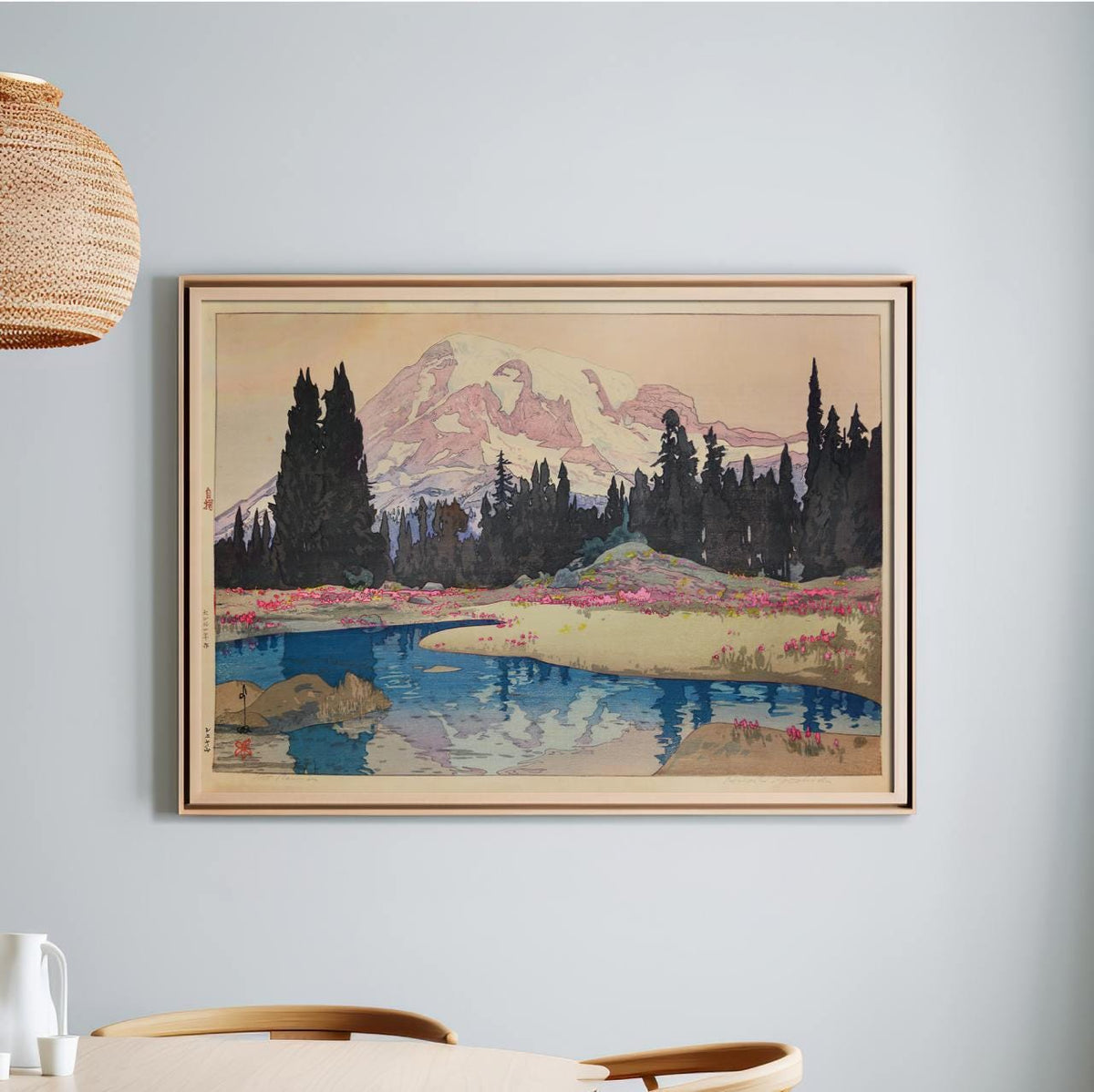 Mt. Rainier by Hiroshi Yoshida – Japanese Woodblock Print, Landscape Art, Mountain Scenery, Fine Art Print, Wall Decor, 