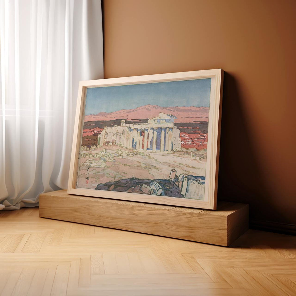 Acropolis by Hiroshi Yoshida – Japanese Woodblock Print, Ancient Ruins Wall Art, Greece Landscape, Fine Art Giclee, Canv