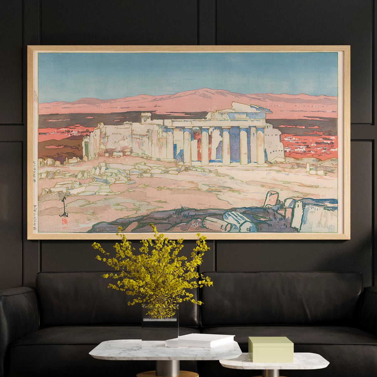 Acropolis by Hiroshi Yoshida – Japanese Woodblock Print, Ancient Ruins Wall Art, Greece Landscape, Fine Art Giclee, Canv