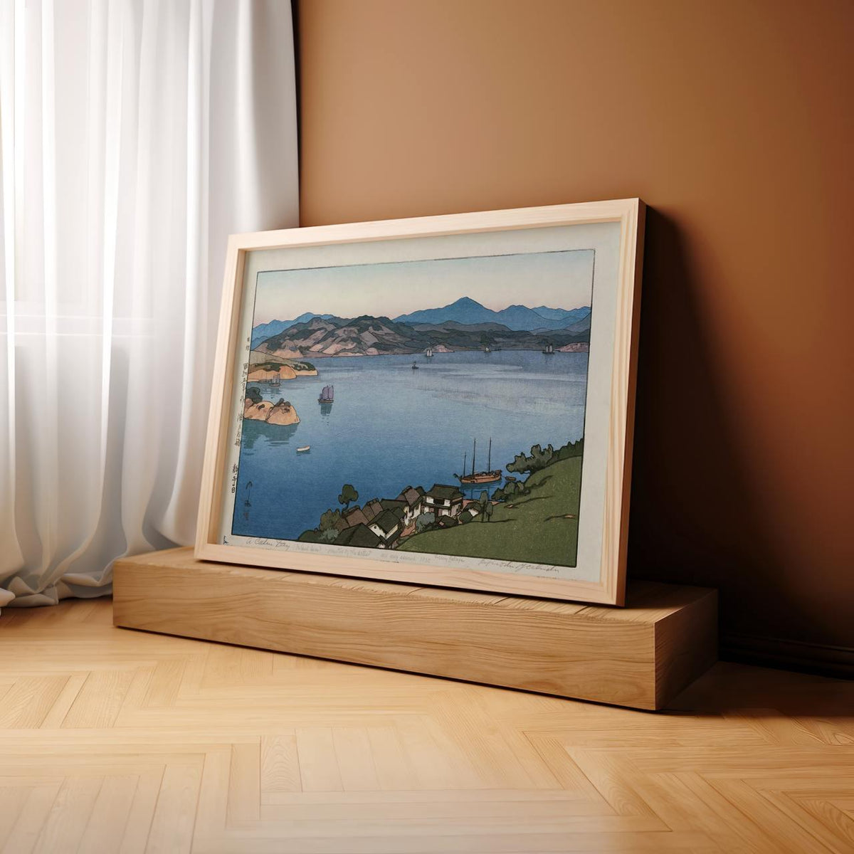 A Calm Day by Hiroshi Yoshida – Japanese Woodblock Print, Tranquil Seascape Art, Coastal Wall Decor, Giclee Canvas Print