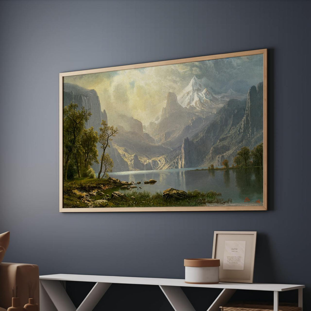 Lake Tahoe by Albert Bierstadt – 19th Century American Landscape Print, Romantic Nature Scene, Giclee Canvas, Mountain W