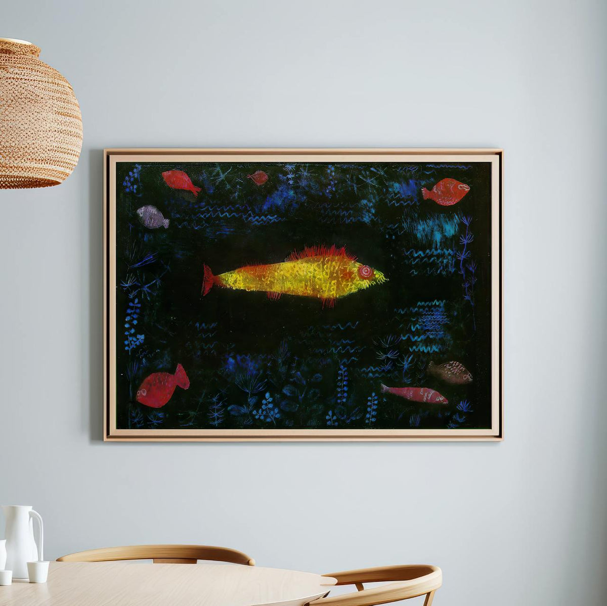 The Goldfish by Paul Klee (1925) – Expressionist Surrealism Print, Giclee Canvas, Gallery Wrapped, Abstract Fish Art, Mo