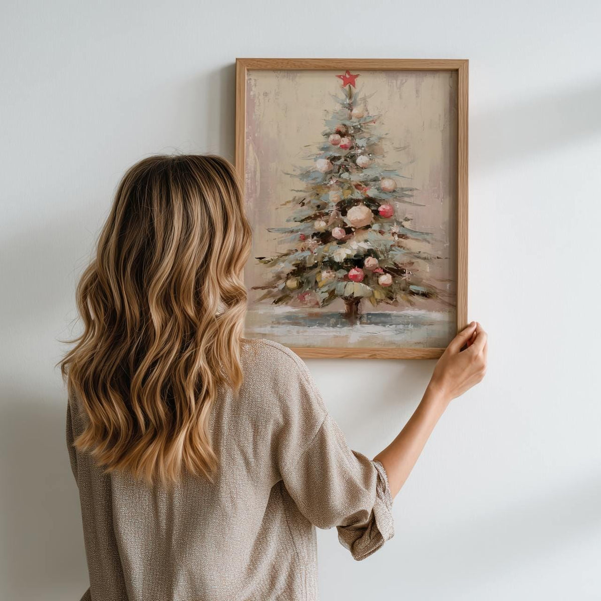 Christmas Tree Oil Painting Style Poster, Contemporary Holiday Wall Art Print, Festive Home Decor Gift
