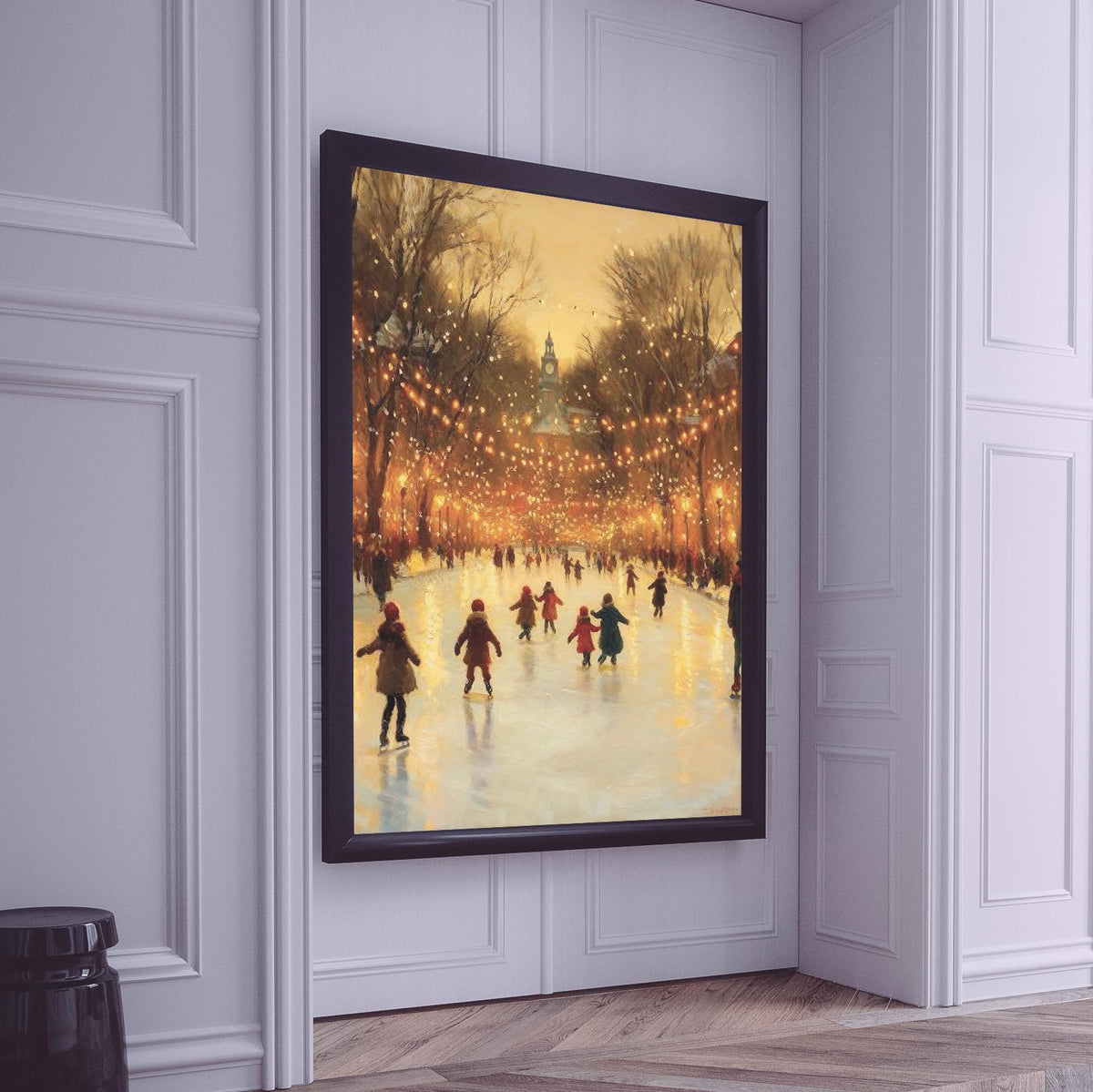 Christmas Ice Skating Poster – Winter Skating Rink Wall Art Print, Festive Holiday Decor, Cozy Home Christmas Village, F