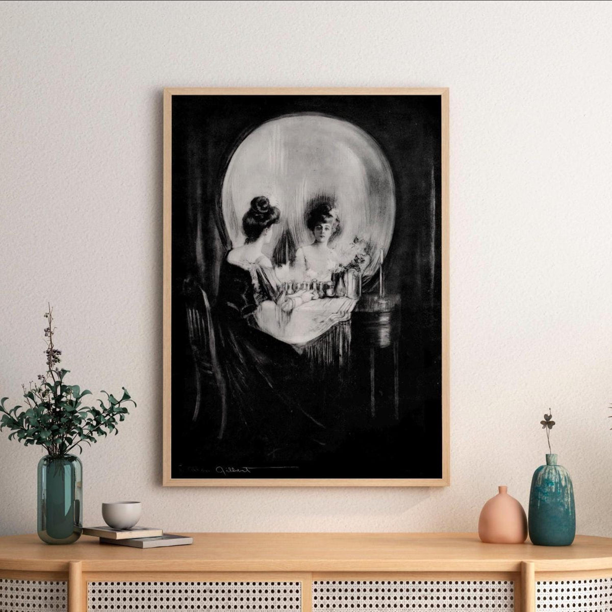 Charles Allan Gilbert - All is vanity. Dark wall art, Gothic poster print, Skull art print on canvas, Canvas painting, B