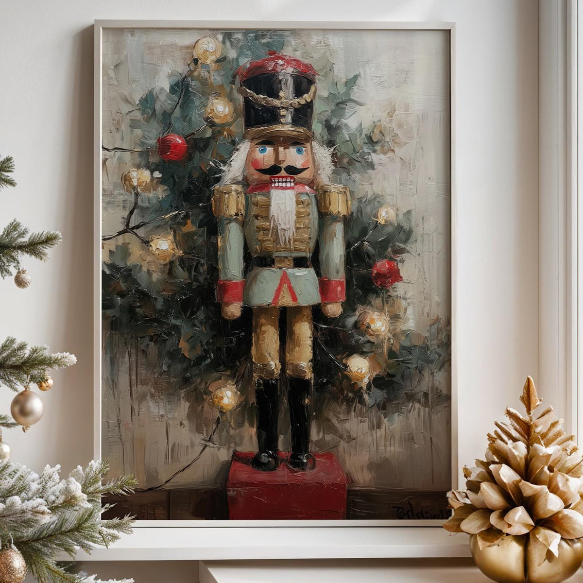 Christmas Nutcracker Wall Art, Vintage Holiday Print, Classic Festive Poster, Cozy Winter Home Decor